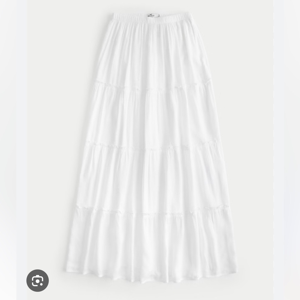 Hollister White Tiered Maxi Skirt